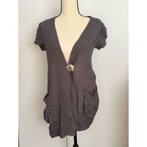 Free People small dark grey one button short sleeve cardign